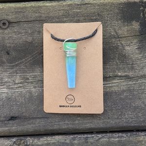Handcrafted Blue Green Healing Crystal Necklace